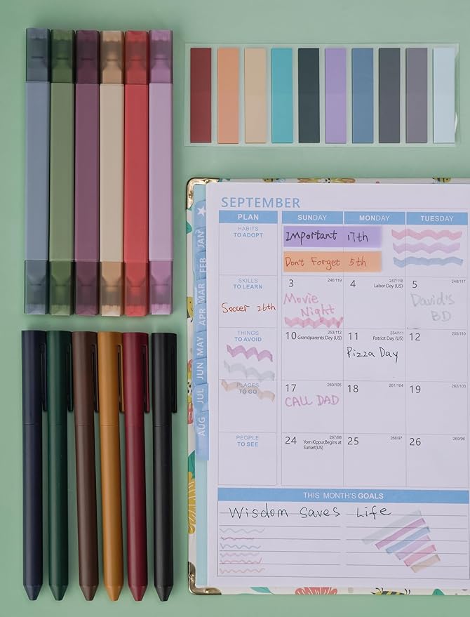 NiArt Bible Note-Taking Kit 6 Dual Tip Highlighters, 6 Gel Pens & 200 Sticky Notes - Versatile, Portable for Bible Study, Journaling, Planning & More with Retro Colors, Precision Tips & Storage Box