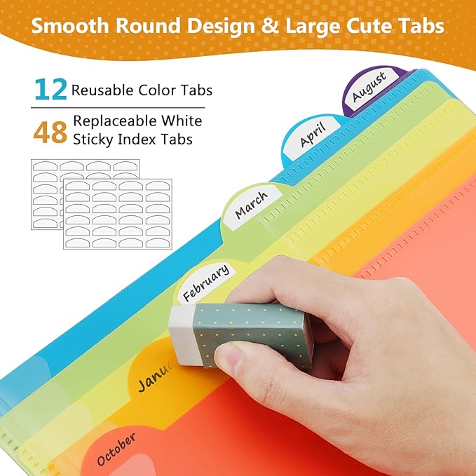 KTRIO 24 Pocket Poly Project Organizer, Spiral Binder Organizer Multi Pocket Folder with Dividers, Back Cover Utility Pouch, Letter Size School Supplies