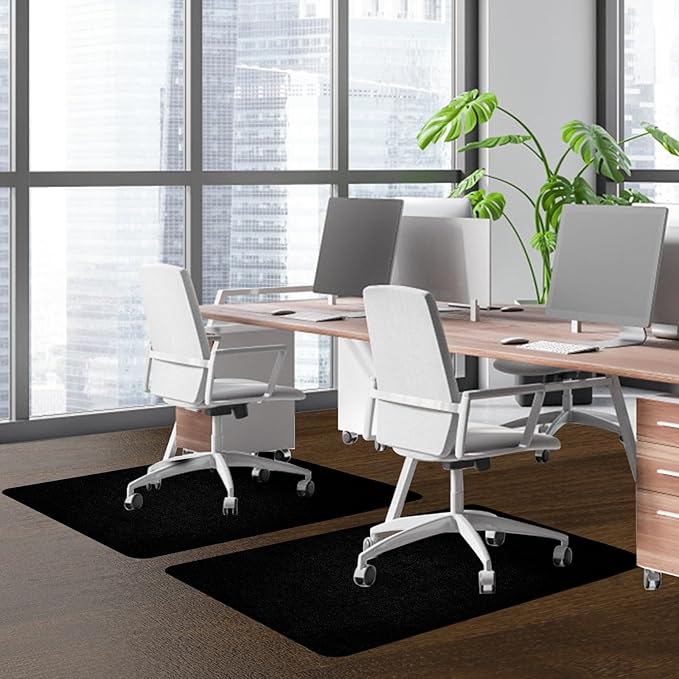 SHAREWIN Office Chair Mat for Hardwood/Tile Floor, 55"x35" Computer Gaming Chair Mat, Under Desk Low Pile Office Rug, Easy-Clean Floor Protector Mat, Black