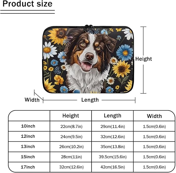 Bernese Mountain Dog Printed Computer Bags for Laptops, Sunflower Daisy Printed 12 Inch Laptop Bag Laptop Briefcase Travel Case for Women Men Teens, Compatible with Most Laptops