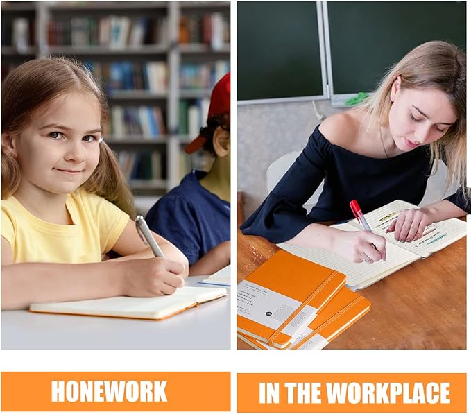 Lined Journal Notebook, 6Pack(Orange), 160 Pages, Medium 5.7 inches x 8 inches - 100 gsm Thick Paper, Hardcover