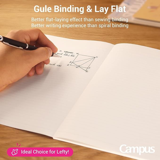 KOKUYO Composition Notebooks, 3 Pack Campus B5 Comp Book with Dotted A 7mm Rule, 40 Sheets, School Lined Notebook in Blue Green Yellow, Cute Journal for Women Girls Work Study Note Taking Japan Import