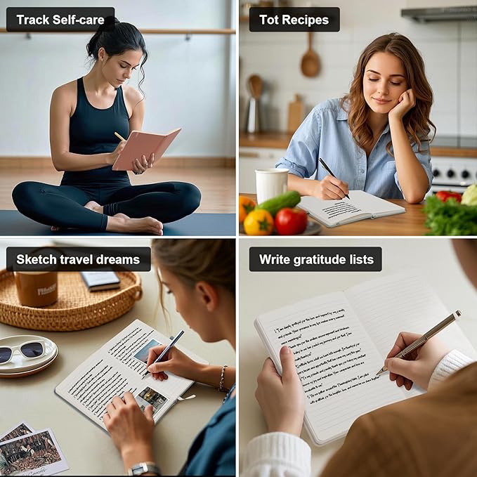 Comix 4 Pack Lined Journal Notebooks for Women, 176 Pages, 5.5 x 8.3", Hardcover, Morandi, 100gsm Paper, A5 Journaling Notebooks, Perfect for Work School Home