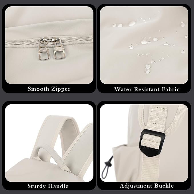 YGR Laptop Backpack for Women and Men, Waterproof Lightweight Travel Daily Rucksack Casual 15.6 inches Computer Bags for College, Beige