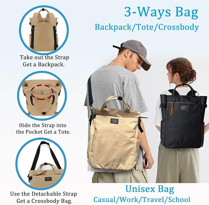 BASICPOWER Backpack Purse for Women Bag Travel Laptop Bookbag Work Nurse Teacher Bag 15.6-in Computer Grey