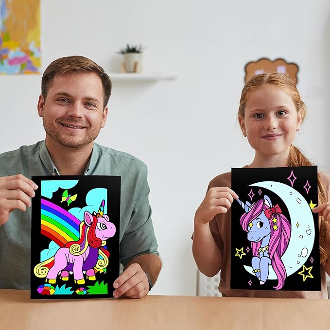 Zhanmai 48 Pcs Little Horse Velvet Coloring Posters for Kids Fuzzy Felt Coloring Sheets Pages DIY Craft Project for Adults Family Time to Color and Share