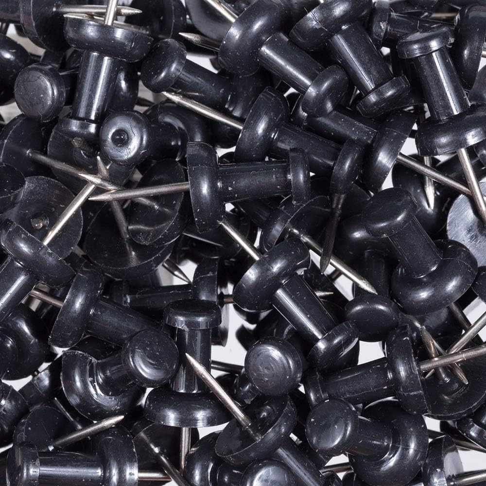 JAM PAPER Colorful Push Pins - Black Pushpins - 100/Pack