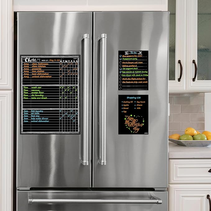JJPRO Magnetic Dry Erase Chore Chart Blackboard for Fridge-Behavior Chart Chalkboard for Multiple Kids-One Chore Chart and Two Bonus Dry Erase Pad/Grocery Blackboards