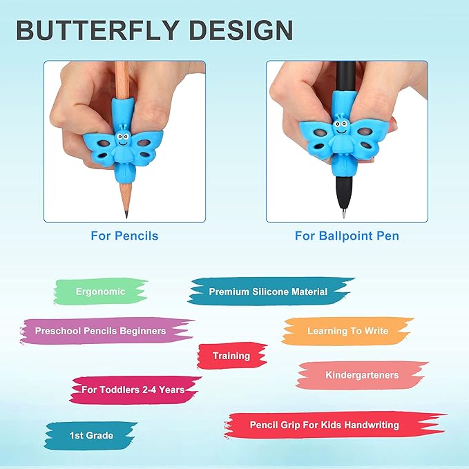 KOABBIT - Pencil Grippers for Kids Handwriting, Pencil Grip for Toddlers 2-4 Years, Pencil Helper for Kids Learning to Write,Pencil Holder Trainer Writing aid Elementary Teaching Tools