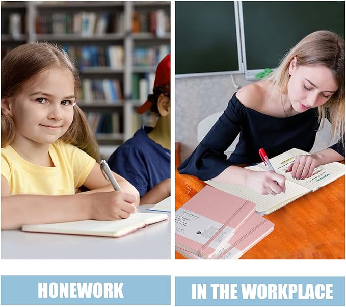 Lined Journal Notebook, 6Pack(pink), 160 Pages, Medium 5.7 inches x 8 inches - 100 gsm Thick Paper, Hardcover