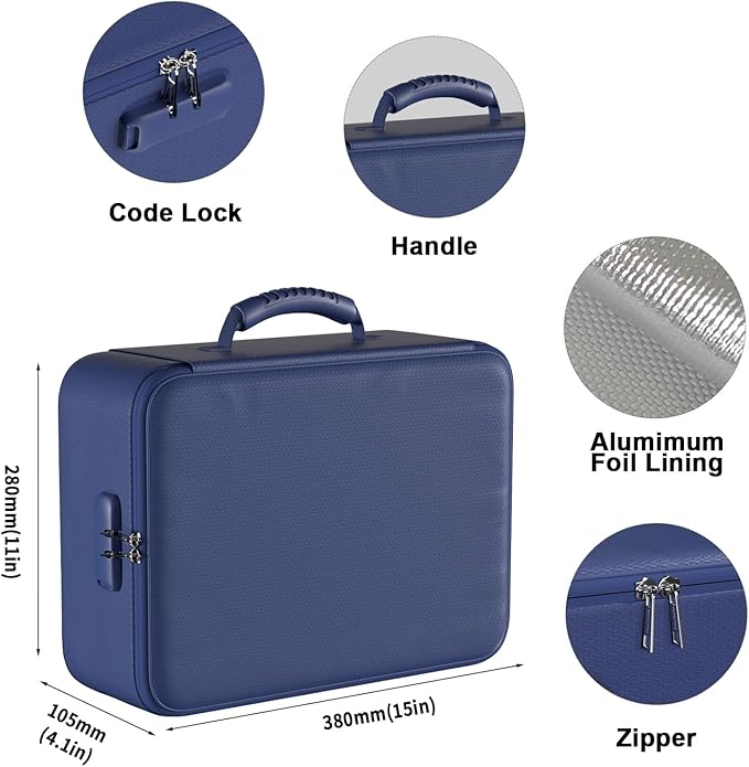 DocSafe 5200°F Document Organizer with Lock,Upgraded Heat Insulated Fireproof&Waterproof Box 8 Layers File Organizer,Portable Home Travel Safe Storage for Important Documents, Files,Blue (Soft)