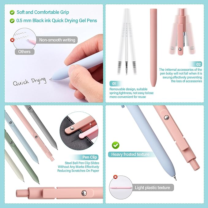 Jutom 39 Pcs Aesthetic Book Annotation Kit Pencil Case Bag with Highlighter Gel Pen 700 Sheets Transparent Sticky Notes Pads Index Tab Bible Study Supplies for School(White,Classic Style)