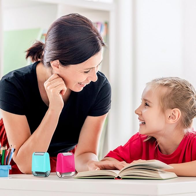 Sherr 2 Handwriting Line Stamp Roller Dashed Handwriting Lines Practice Roller Stamp for Kids, Teachers Kindergarten Education Classroom Back to School Need(2.72 x 2.44 x 1.54 Inch,Light Blue, Pink)