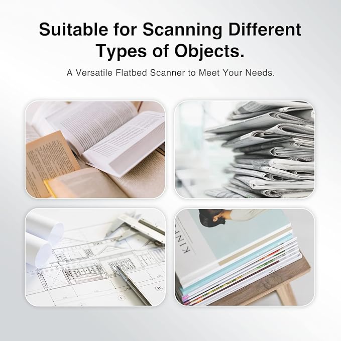 plustek Large Format Flatbed Scanner OS 1180 - A3 / Tabloid/Legal Size scan, Up to 1200 DPI scan Resolution for Blueprints and Document. Design for Library, School and Soho, Support Mac and PC