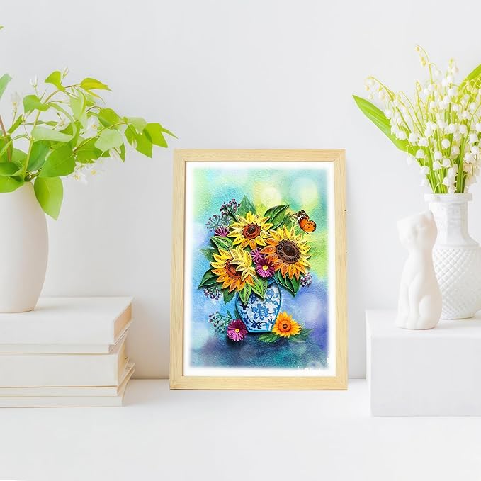 KingKraft Birthday Card for Women, Happy Birthday Card for Mom, Sister, Daughter, Sunflower Quilling Card, Anniversary Card for Wife, Thinking of You, Valentines Day Card, Mothers Day Card