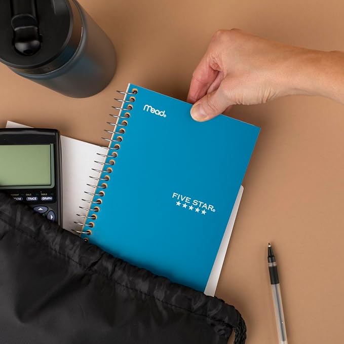 Five Star Spiral Notebook, 1 Subject, College Ruled Paper, 7" x 4-3/8", Personal Size, 80 Sheets, Blue (450048CG1-ECM)