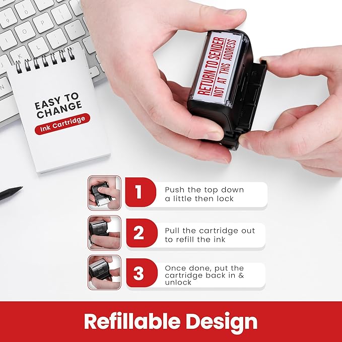 Promot Return to Sender Self Inking Stamp - Return to Sender Stamp Not at This Address - Envelope Stamper, Mail Stamps, Stampers for Office, Business Stamp - Rubber Stamps, Red Ink Stamp for Office