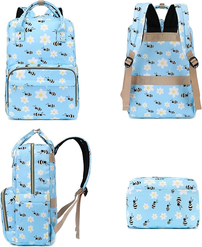 Bee Laptop Backpack College Bookbag School Backpack for Women Girls, Travel Backpack 15.6 Inch Computer Backpacks