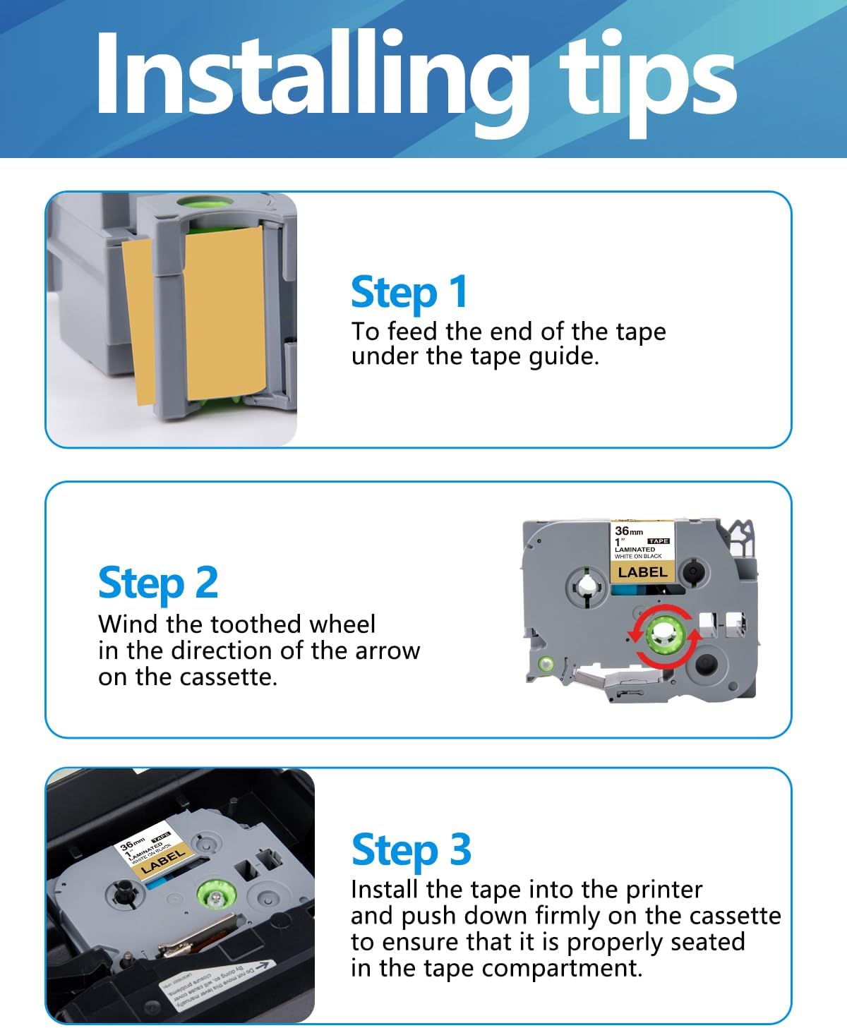 Weemay 3 Pack TZe851 24mm Black on Gold Laminated Label Tape Compatible with Brother Label Maker Tape TZe-851 TZe 851 TZ-851 TZ851 for PTouch PT-E500 PT-D600 PT-P750W PT-P900W Printer, 1 in x 26.2 ft