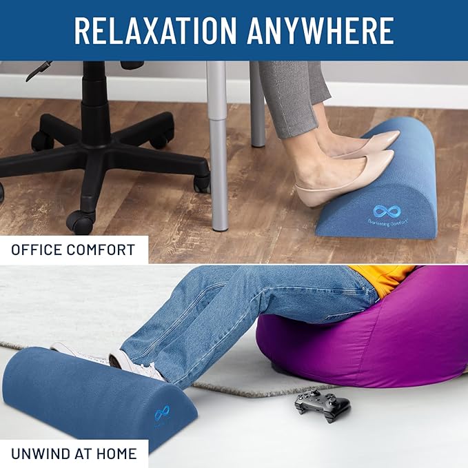Foot Rest for Under Desk at Work - Memory Foam Office Foot Stool & Under Desk Footrest Leg Elevation Pillow for Gaming & Home Office, Supports Posture