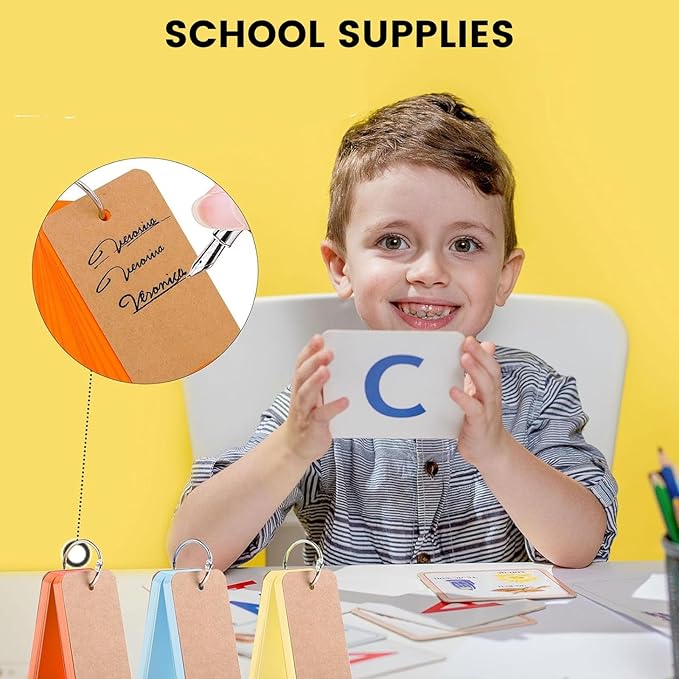 Koogel 2.2×3.5" Ring Flashcards 300ct | 6-Color Study System | Dorm to Office Essentials | Commute-Ready Portable Cards