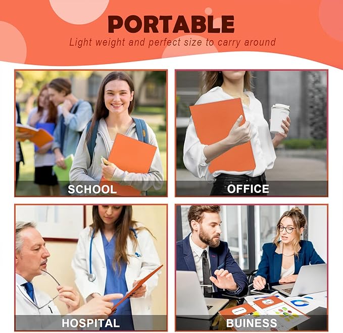 Folders with Pockets,IntoJoy 50 Pack Two Pocket Folders Business Card Holder Paper Folders with Prongs for School Office Filing Cabinet Resume Portfolio (Orange)