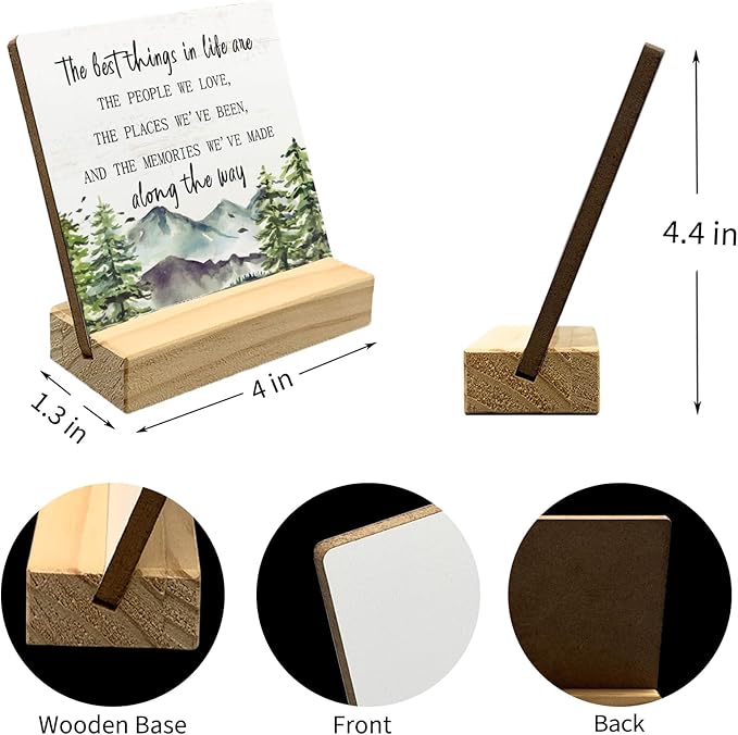 Mtrgdn Mountain Decor,Inspirational Office Desk Decor, Rustic Mountain Positive Desk Decor Wooden Plaque Sign for Home Bedroom , Mountain Home Decor Gifts for Women Relatives Coworker,The Best Thing in Life