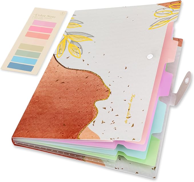 Ddaowanx Expanding File Folder, Letter A4 Size Accordion Plastic File Organizer, 5 Pocket Folders for Documents, Aesthetic Folder with Labels, Paper Organizer for School Office (Bohemian Printed 2)