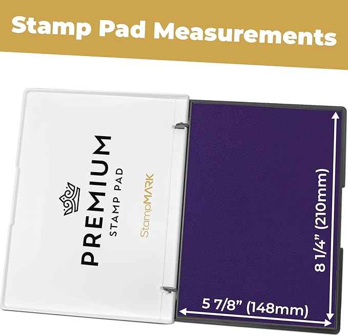 Premium Stamp Pad Extra Large Size 6" x 8" - for Traditional Rubber Stamps - Felt Pad Purple Color