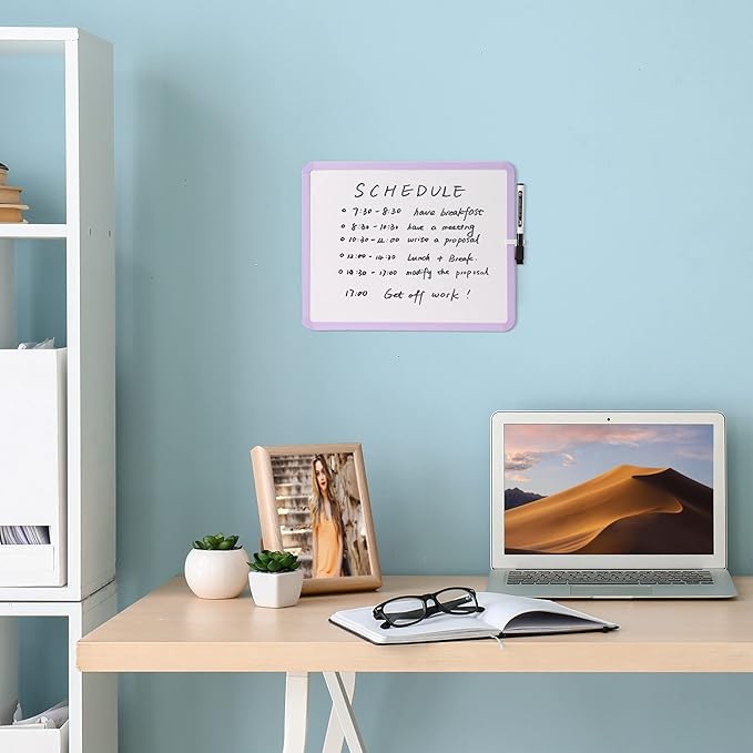 Mr. Pen- Dry Erase Board, 14” x 11” with a Black Dry Erase Marker, Purple Frame, Small White Board Dry Erase, Dry Erase Board Small Dry Erase Board, Small Whiteboard