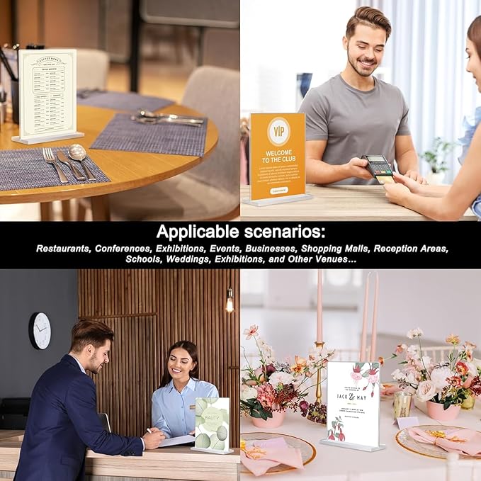 2 Pack Acrylic Sign Holder 8.5x11 Vertical Double-Sided Display