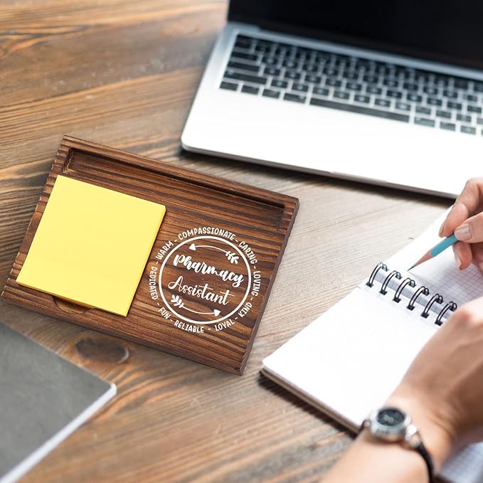 Pharmacy Assistant Sticky Note Holder, Pharmacist Pharmacy Tech Appreciation Gift, Thank You Gifts for Pharmacy Crew Pharm Assistant Technician Self-Stick Note Pad Holders Desk Organizer TZP21