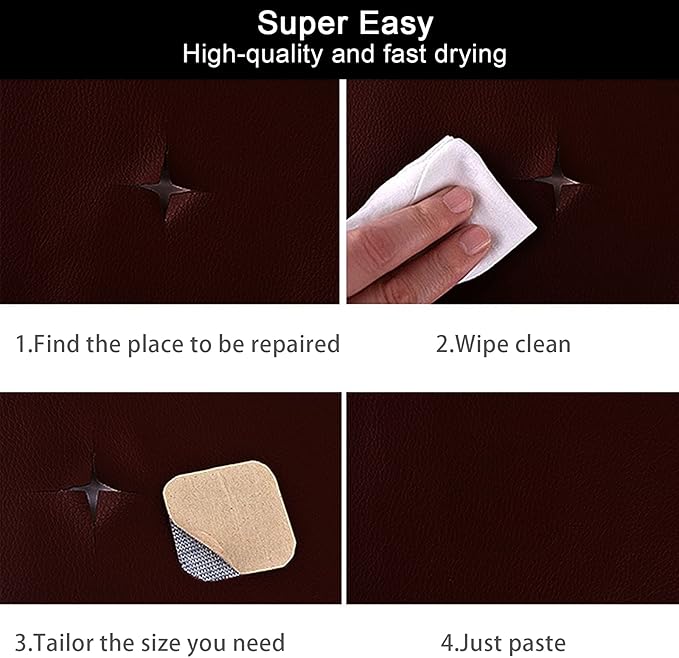 CHEIGHY Leather Repair Patch for Couch Advanced PU Material, Self Adhesive Leather Repair Kit for Furniture Vinyl Repair Tape for Car Seats Upholstery Sofa Office Chair (Brown, 3.9X79 inch)