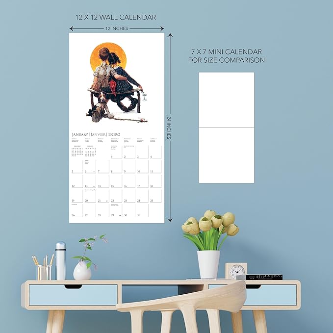 Graphique 2025 Saturday Evening Post Wall Calendar | 12” x 12” | Thick Paper | Home & Office Organizer | Large Monthly Grid | 3 Languages & Marked Holidays | 4 Month Preview Page for 2026