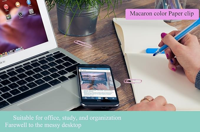 Macaron Colored Paper Clips, 1.1" Medium Paper Clip(28mm, 600pcs Paperclips for Office Supplies and Organization