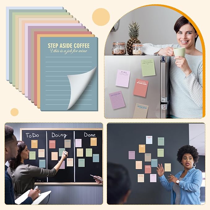 Funny Notepads with Sayings Sticky Funny Office Supplies to Do List Sarcastic Work Assorted Notepad for Workers, 12 Designs, 3 x 3.93 Inch(Vintage Style)