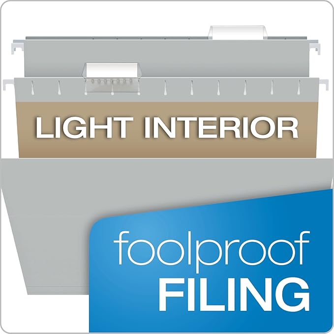 Pendaflex Recycled Hanging Folders, Letter Size, Gray, 1/5 Cut, 25/BX (81604)