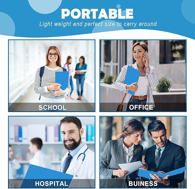 Folders with Pockets,IntoJoy 50 Pack Two Pocket Folders Business Card Holder Paper Folders with Prongs for School Office Filing Cabinet Resume Portfolio (Blue)