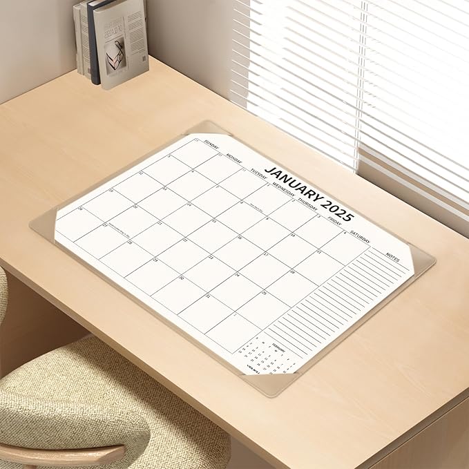 Desk Calendar 2025-2026 with Desktop Mat, 22x17 inch Large Desk Pad Calendar 18 Months Runs from 2025 to June 2026, Big Desk Blotter Calendar for Home Office and School, Apricot