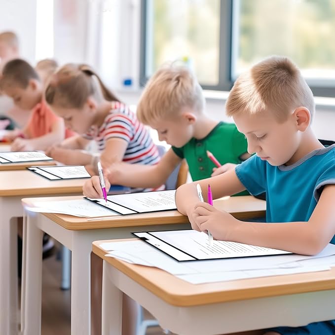 Ufmarine 30 Pcs Dry Erase Pocket Sleeves Black, Job Ticket Holders (10" * 13"), Reusable Plastic Sleeves for Teacher Classroom