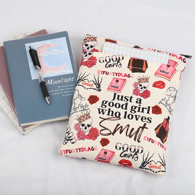 Good Girl Book Sleeve Smutty Reader Gift Just A Girl Who Loves Smut Book Cover Spicy Lover Booktok Merch Literary Gift Romance Read Gift(JustGirlLoveSmutBS)