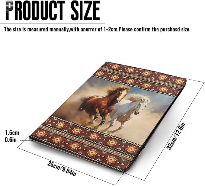 Horse Print PU Leather Padfolio Clipboard Clip Business Resume Portfolio A4 Folder Interview Legal Document Organizer Business Card Holder Letter