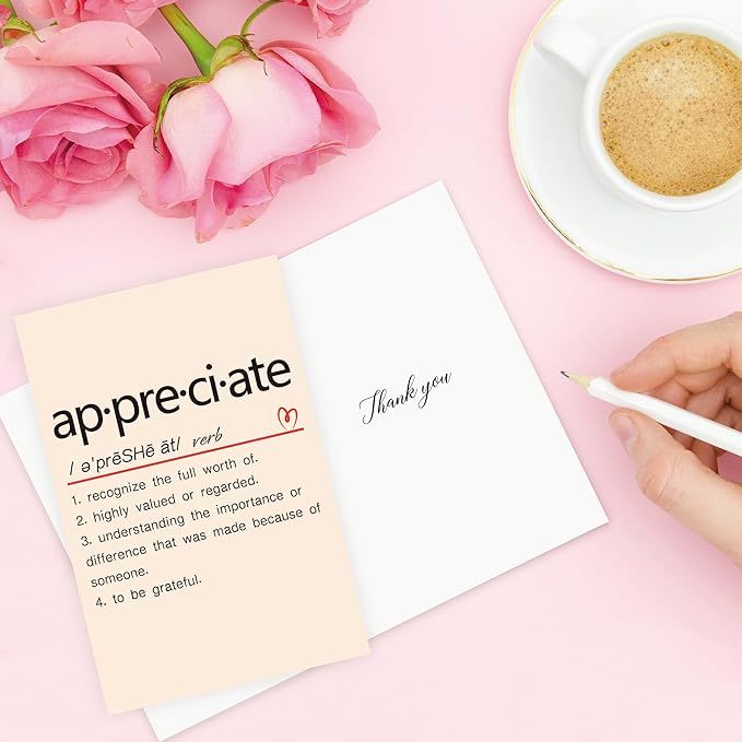 Cute Appreciate Definition Card, Funny Thank You Card for Him Her, Lovely Thankful Greeting Card for Teacher Boss