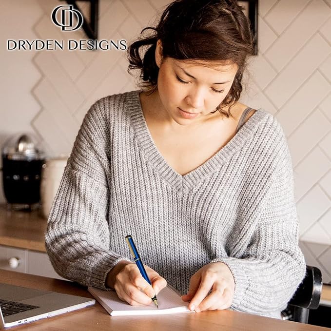 Dryden Designs Fountain Pen Medium Nib Gift Pouch - with 24 Ink Cartridges - MCM (Blue)