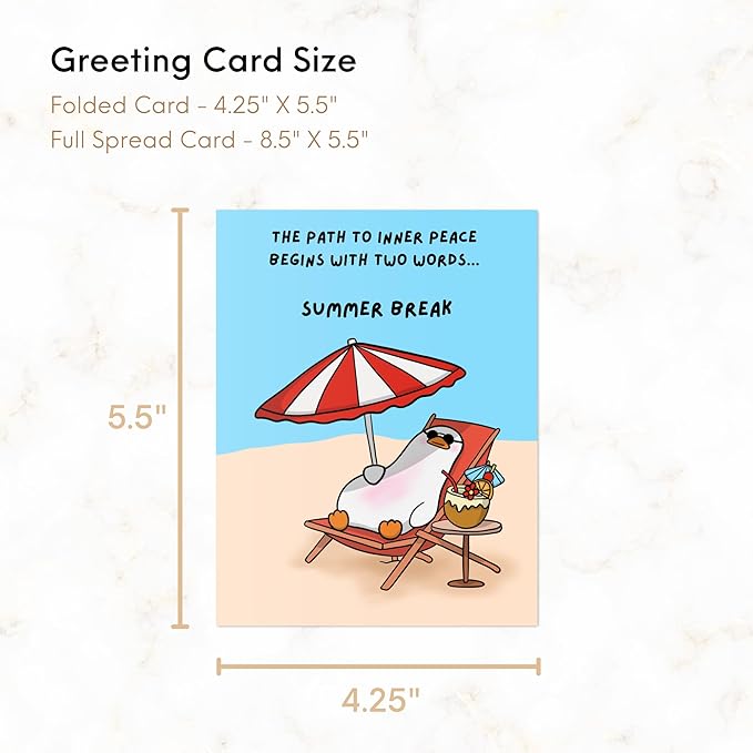 ALY LOU Teacher Thank You Card, Appreciation Card for Educator, Day Care, Preschool, Elementary High School, Graduation or Back to School, Summer Break Gift (The Path to Inner Peace ... Summer Break)