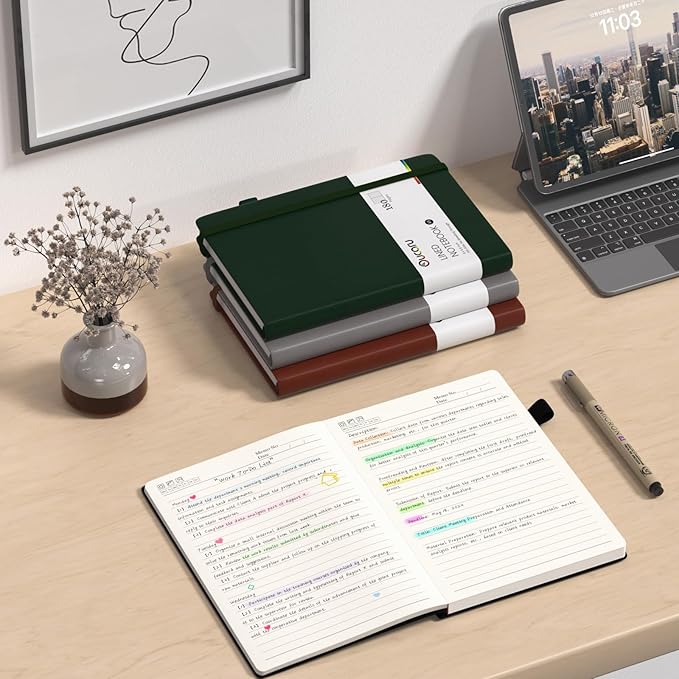 Lined Journal Notebook, 4 Pack, 180 Pages, A5 Journals for Writing, 100 GSM Thick Paper, Small Notebooks Daily Journal for Women Men Work, Business, School, Travel Supplies