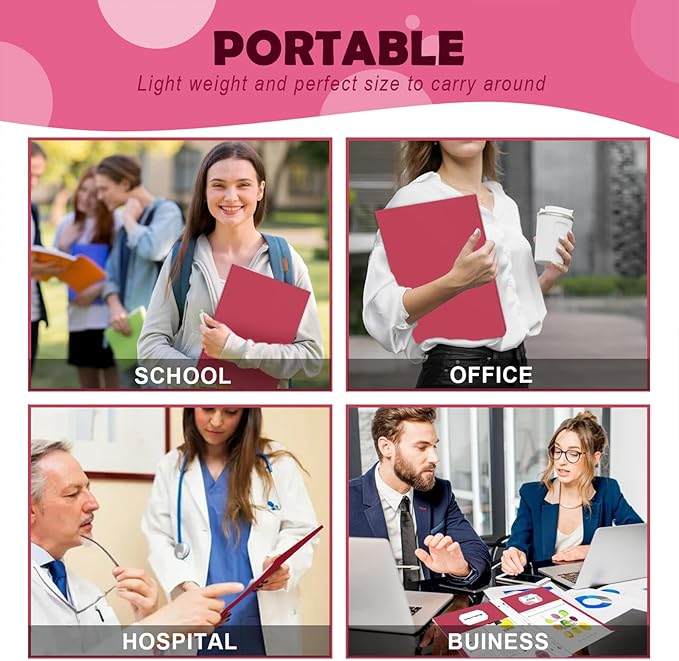 Folders with Pockets,IntoJoy 50 Pack Two Pocket Folders Business Card Holder Paper Folders with Prongs for School Office Filing Cabinet Resume Portfolio (Magenta)