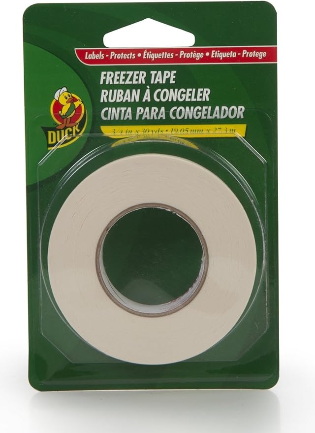 Duck Brand Single Roll Write-On Freezer Tape, White (Pack 3)