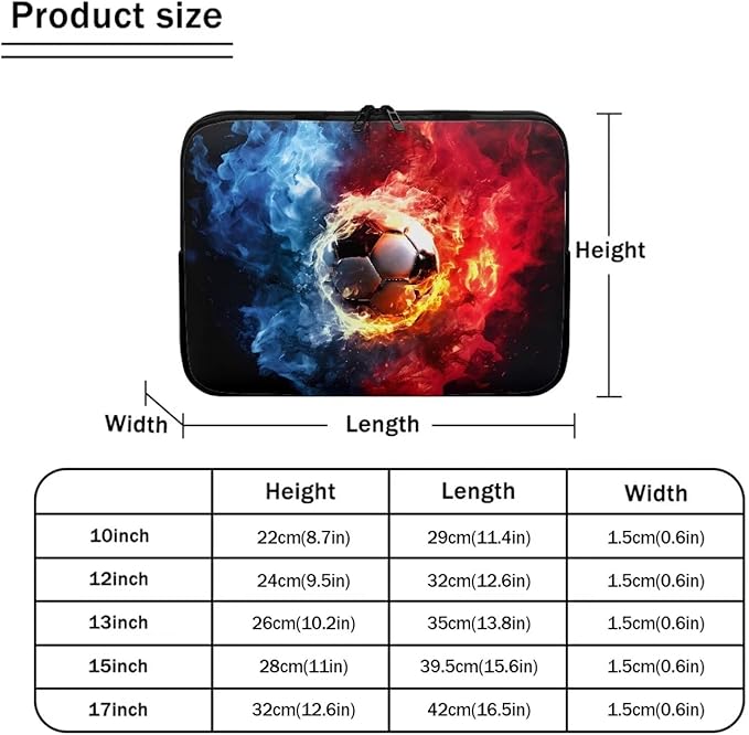 Football Laptop Sleeve for Men Boys 15 inch Lap Top Case Slightly Laptop Pouch with Humanize Design Computer Carrying Case Easy to Clean Laptop Accessories Water and Flame Tablet Bag