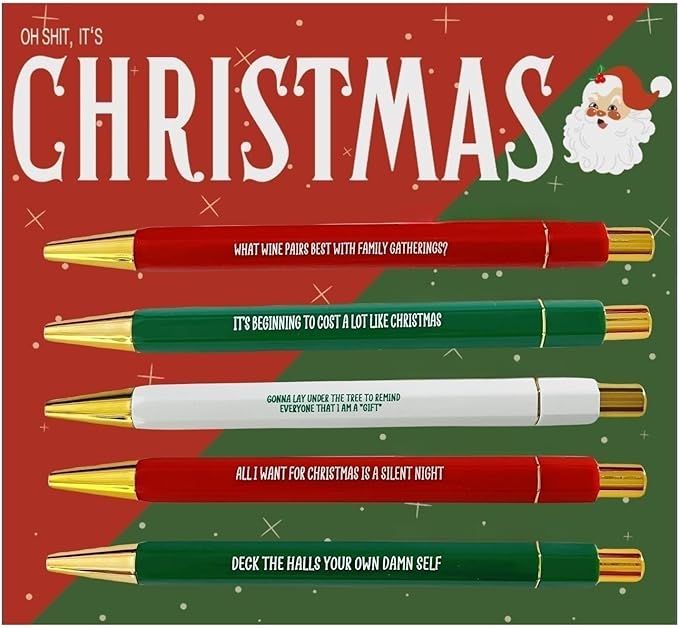 Jxueych Funny Pens 5-Count, Black Ink,Medium Nib 1.0mm, Funny Office Gifts for Coworkers, Personalized Pens Vibrant Funny Quotes Swear Word Daily Pen Set (J)